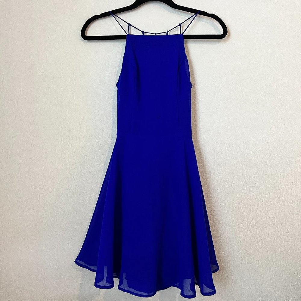 Charlotte Russe Blue Crossed Backless Cocktail Dress